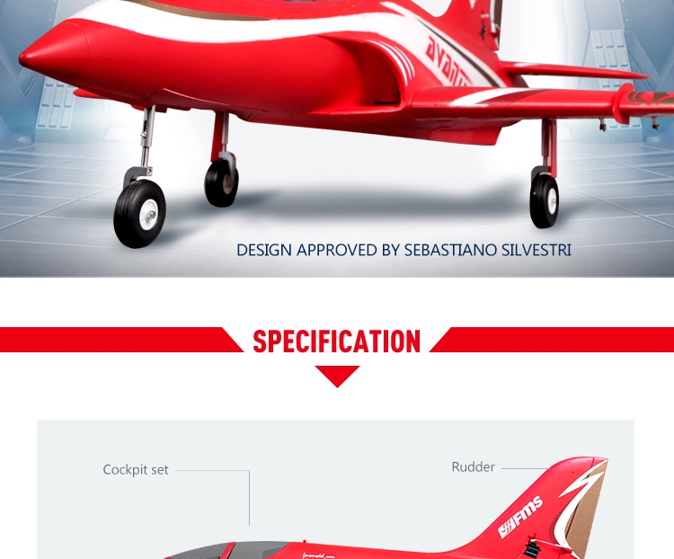 FMS Avanti S 70mm Jet PNP 6S Red Race RC JET Airplane