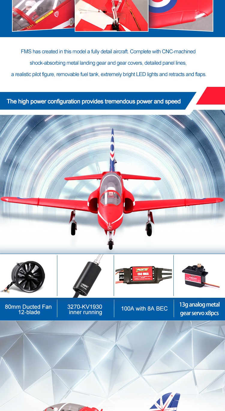 FMS BAE Hawk 80mm Jet PNP RC JET Airplane