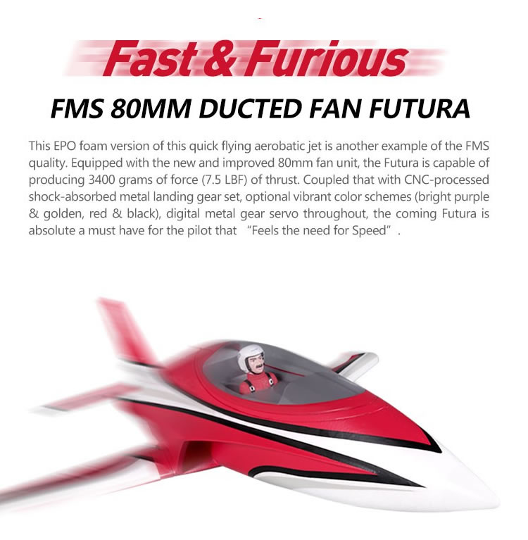 FMS Futura 80mm Jet PNP (Red) color  Rc Jet airplane 