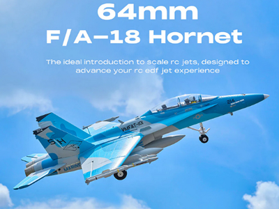 FMS F-18 Hornet v2 64mm EDF Blue Jet RC Airplane